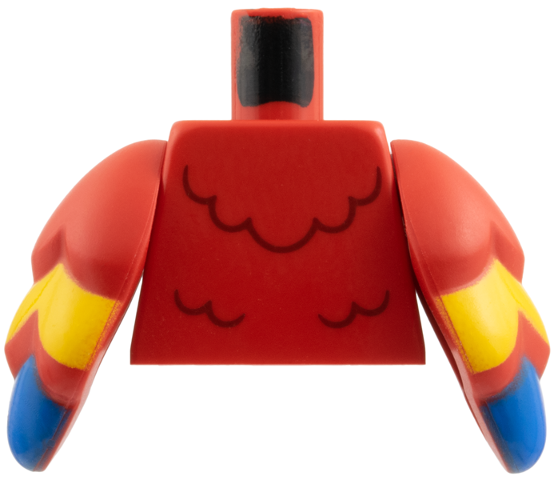 Torso Dark Red Feathers Pattern / Red Bird Wings with Yellow and Blue Feathers Pattern
