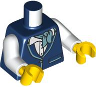 Torso Vest with Pockets, Metallic Light Blue Neckerchief, Button and Trim, White Shirt Pattern / White Arms / Yellow Hands