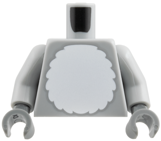 Torso White Round Fur Belly Pattern / Light Bluish Gray Arms / Dark Bluish Gray Hands