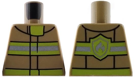 Torso Fire Uniform Jacket with Lime and Silver Reflective Stripes, Belt and Collar Panel, Fire Logo on Back Pattern