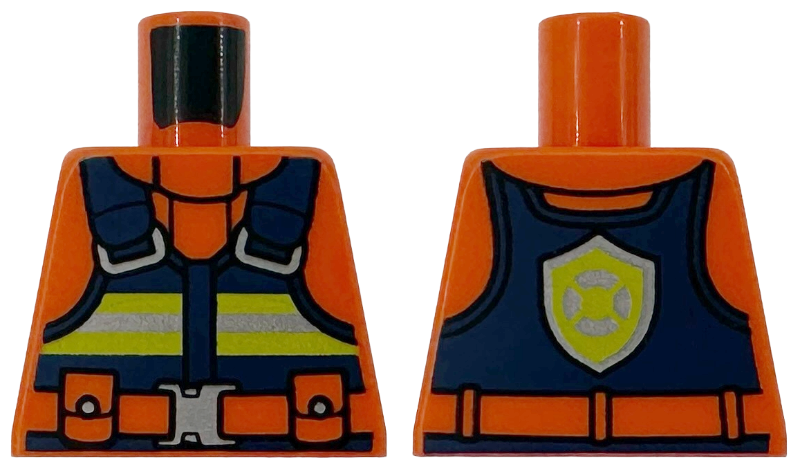 Torso Jacket, Dark Blue Safety Vest with Lime and Silver Reflective Stripes, Belt with Buckle, Coast Guard Logo on Back Pattern