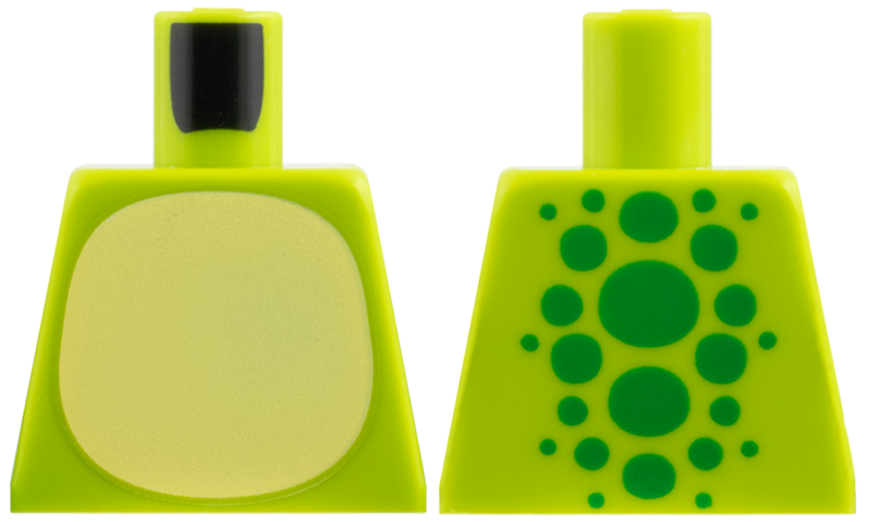 Torso Bright Light Yellow Belly, Green Spots on Back Pattern