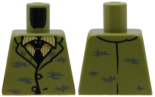 Torso Suit Jacket with Dark Bluish Gray Scuffs, Bright Light Yellow Striped Shirt and Black Tie Pattern