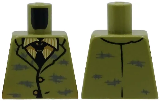 Torso Suit Jacket with Dark Bluish Gray Scuffs, Bright Light Yellow Striped Shirt and Black Tie Pattern