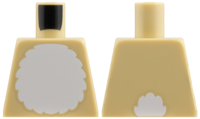 Torso White Round Fur Belly, Cotton Tail on Back Pattern