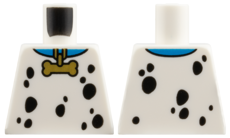 Torso Blue Collar with Gold Bone Tag, Black Spots Pattern