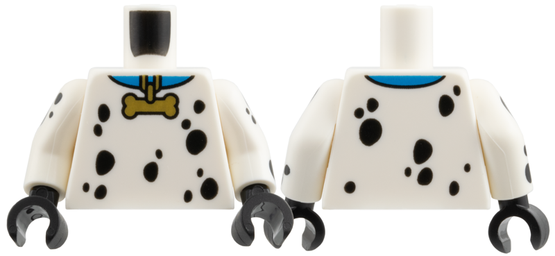 Torso Blue Collar with Gold Bone Tag, Black Spots Pattern / White Arms with Black Spots Pattern / Black Hands
