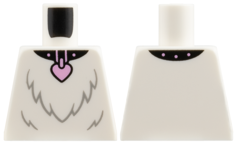 Torso Black Collar, Bright Pink Studs and Heart Tag, Light Bluish Gray Fur Pattern