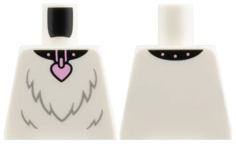 Torso Black Collar, Bright Pink Studs and Heart Tag, Light Bluish Gray Fur Pattern