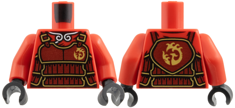 Torso White Collar Hem, Dark Red Do Armor, Gold Buckles, Phoenix, and Trim Pattern / Red Arms / Black Hands