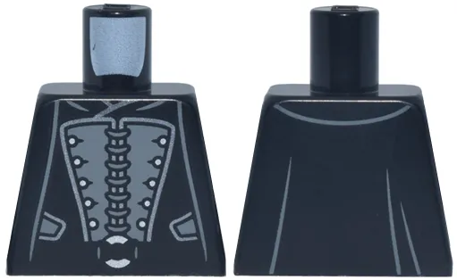 Torso Robe Dark Bluish Gray Panels with Ties, Silver Buttons and Trim, Circle Belt Buckle Pattern