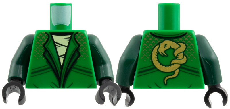 Torso Jacket over Tan Scarf, Gold Chevrons and Snake of Back Pattern / Dark Green Arms / Black Hands