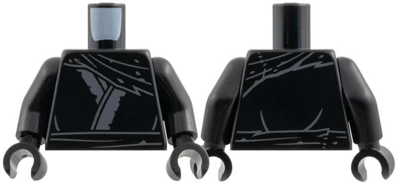 Torso Tunic with Dark Bluish Gray Hems and Outlines, Scarf over Left Shoulder Pattern / Black Arms / Black Hands