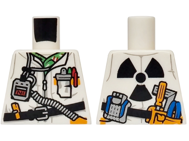 Torso Devo Suit with Stopwatch, Notebook and Tool Belt, Black Radiation Symbol on Back Pattern