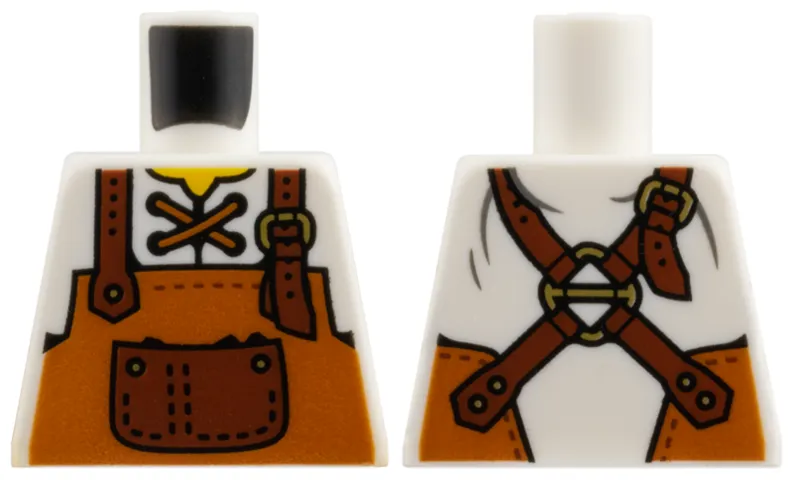 Torso Shirt, Yellow Neck, Dark Orange Apron with Reddish Brown Straps and Pocket Pattern