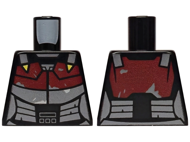 Torso SW Mandalorian Dark Red and Dark Silver Armor Plates with Silver Marks, Shoulder Straps with Yellow Triangles Pattern