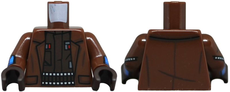 Torso Jacket Open over Dark Brown Shirt with Red and Dark Silver Insignia, Ammunition Belt Pattern / Reddish Brown Arms with Hoses and Blue Gauntlets Pattern / Dark Brown Hands