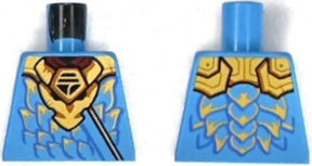 Torso Gold Dragon Head Armor and Scale Tips, Dark Orange Trim, Ninjago Logogram Letter N Pattern