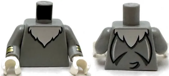 Torso with White Chest Fur and Black Tail on Back Pattern / Light Bluish Gray Arms with Gold Bracelets Pattern / White Hands