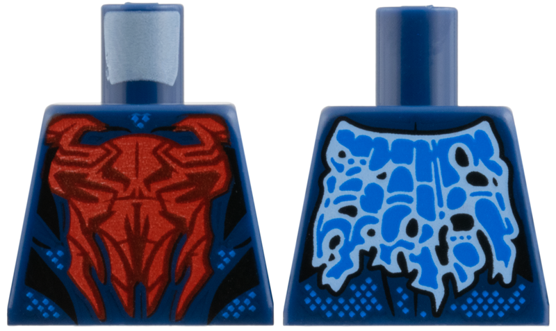 Torso Spider-Man Costume Large Red and Dark Red Spider, Black Muscles Outline, Blue Dots and Tattered Cape on Back Pattern