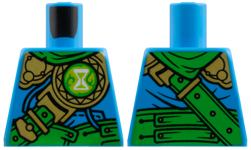 Torso Bright Green Scarf, Belt, and Sash, Gold Armor, Lime and White Hourglass Logo Pattern