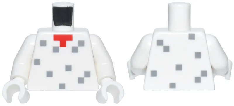 Torso Pixelated Red Neckline and Dark Bluish Gray Dots Pattern / White Arms / White Hands