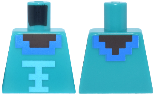 Torso Pixelated Umber and Dark Azure Neckline, Medium Azure Trim Pattern