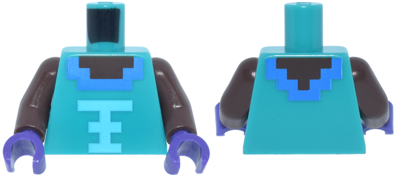 Torso Pixelated Umber and Dark Azure Neckline, Medium Azure Trim Pattern / Umber Arms / Dark Purple Hands