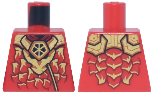 Torso Robe with Gold and Dark Orange Dragon Head and Armor, Dark Red Scales Pattern