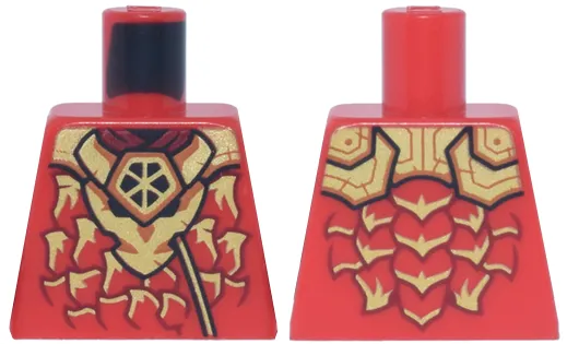Torso Robe with Gold and Dark Orange Dragon Head and Armor, Dark Red Scales Pattern