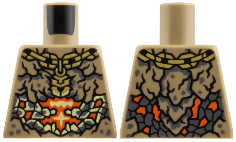 Torso Gold Pendant Necklace, Black Cracks with Silver Trim, Bright Light Yellow and Reddish Orange Lava Pattern