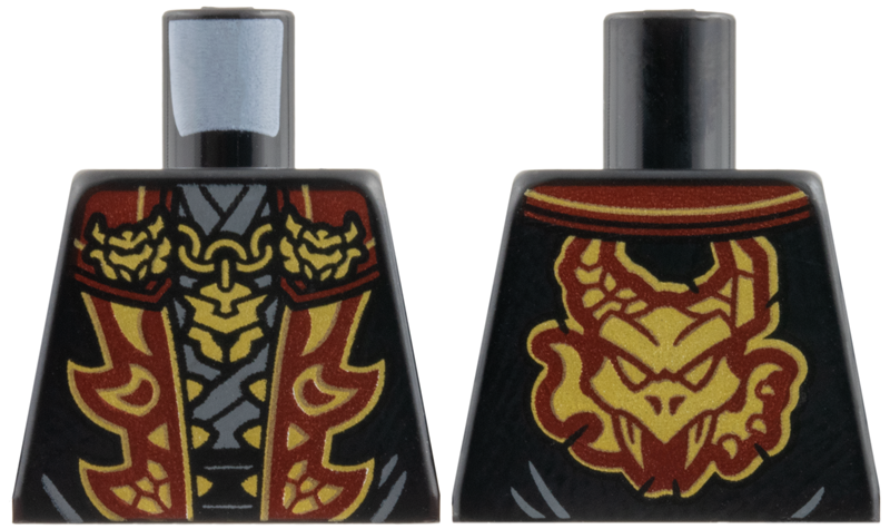 Torso Robe with Dark Red Lapels, Gold Pendant, Brooches, and Trim, Dragon on Back Pattern