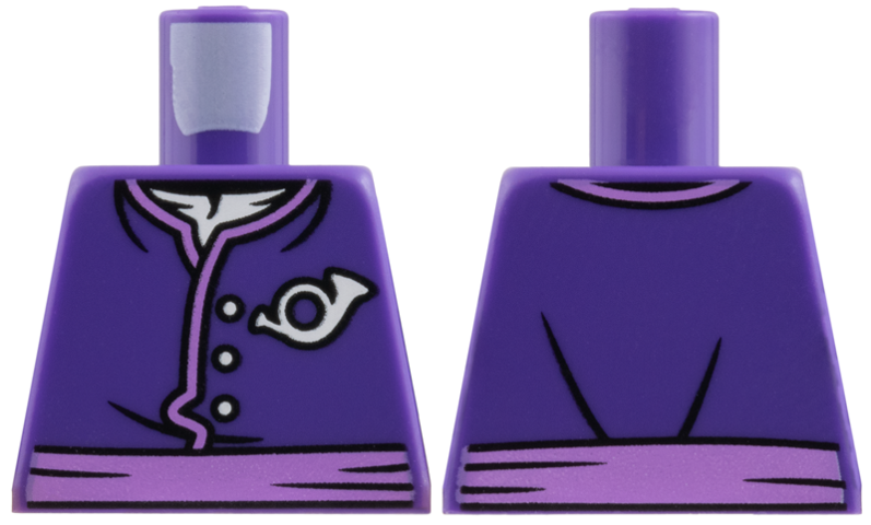 Torso White Scarf, Horn, 3 Buttons, Medium Lavender Piping and Scarf Pattern