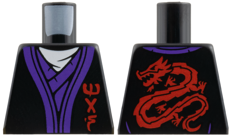 Torso Tunic, White Scarf, Dark Purple Hems, Red Ninjago Logogram 'MAS' and Dragon on Back Pattern