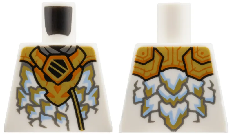 Torso Gold Dragon Head Armor and Scale Tips, Dark Orange Trim, Ninjago Logogram 'Z' Pattern