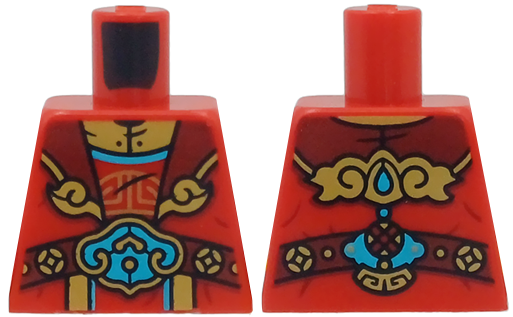 Torso Large Dark Red Mantle with Gold Trim, Dark Red Belt with Medium Azure Buckle Pattern