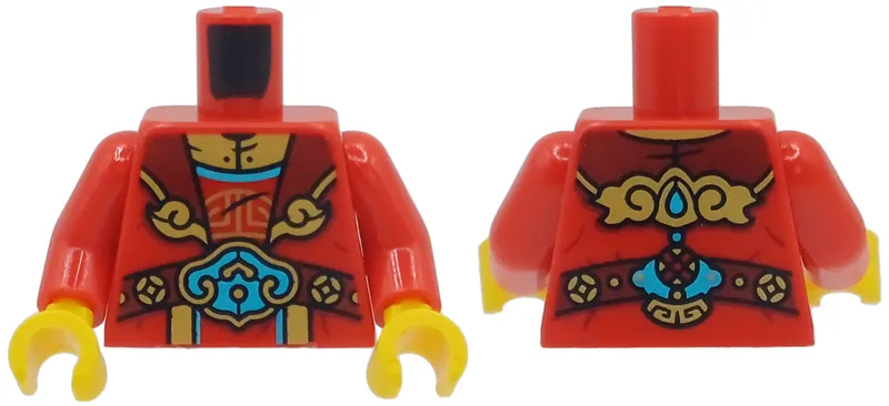 Torso Large Dark Red Mantle with Gold Trim, Dark Red Belt with Medium Azure Buckle Pattern / Red Arms / Yellow Hands