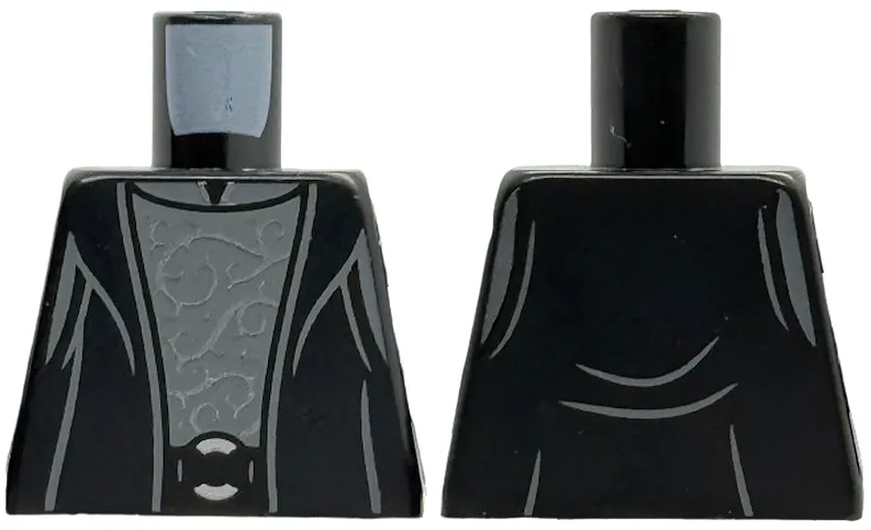Torso Cloak Open over Dark Bluish Gray Shirt with Dark Silver Filigree, Silver Circle Belt Buckle Pattern