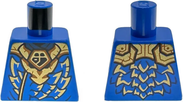 Torso Gold Dragon Head Armor and Scale Tips, Dark Orange Trim, Ninjago Logogram Letter J Pattern