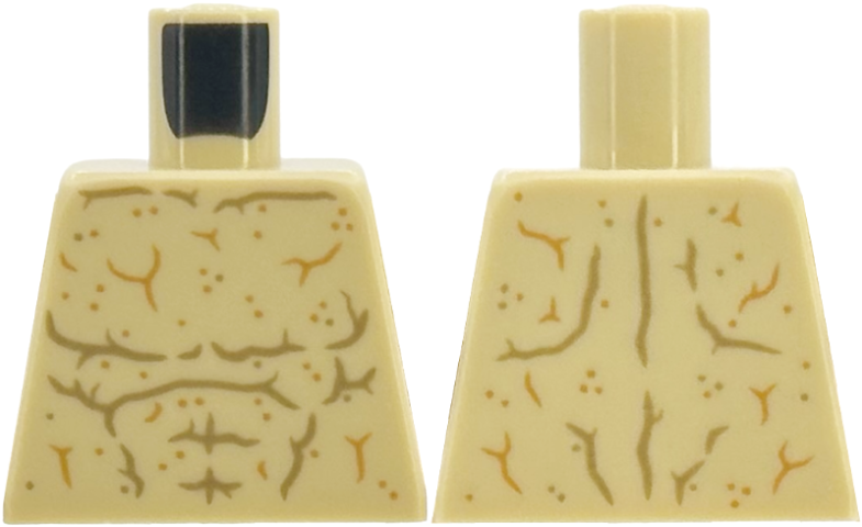 Torso Bare Chest with Sandy Texture with Dark Tan and Medium Nougat Speckles, Cracks, Veins and Muscle Contours Pattern