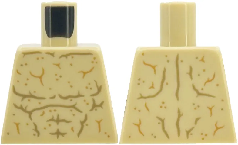 Torso Bare Chest with Sandy Texture with Dark Tan and Medium Nougat Speckles, Cracks, Veins and Muscle Contours Pattern