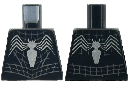 Torso with Dark Silver Webbing and Silver Stylized Spider on Front and Back Pattern