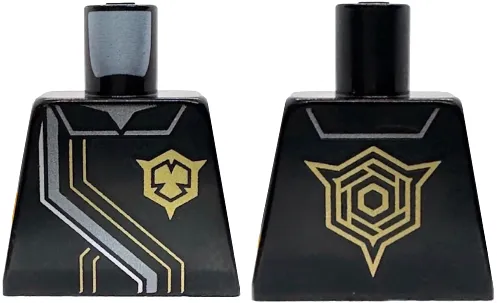 Torso Robe with Silver and Dark Silver Trim and Collar, Gold Lines and NINJAGO Imperium Logo Pattern (BAM)