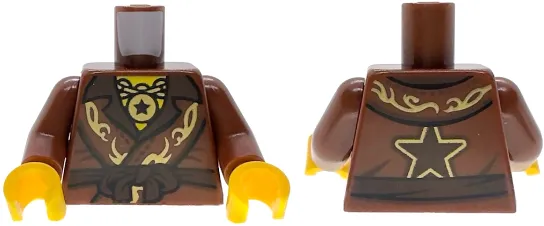 Torso Robe with Gold Swirls, Dark Brown Lapels and Sash, Pendant Necklace with Black Star, Yellow Neck Pattern (BAM) / Reddish Brown Arms / Yellow Hands