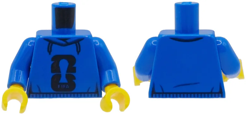 Torso Hoodie with Black World Cup 2026 Logo, 'FIFA' and World Cup Trophy on Black '26' Background Pattern / Blue Arms / Yellow Hands