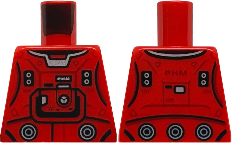 Torso Spacesuit with Black, Silver and Dark Red Markings and 'PHM' Badge Pattern