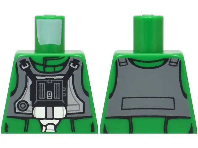 Torso SW Rebel A-wing Pilot with Dark Bluish Gray Vest, Black Front Panel, Breathing Apparatus with Straight Tube End Pattern