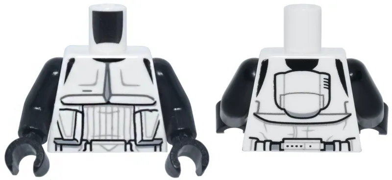 Torso SW Detailed Armor Scout Trooper, Narrow Belt with Small Black Dots on Back Pattern / Black Arms / Black Hands