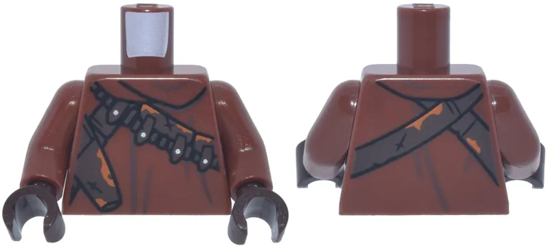 Torso SW Jawa with Dark Brown and Black Straps and Holster with Orange Stains Pattern / Reddish Brown Arms / Dark Brown Hands