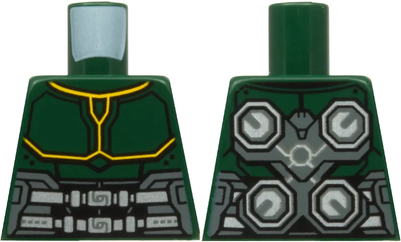 Torso Armor with Bright Light Orange Trim, Black, Dark Bluish Gray, and Silver Belt, Octagons on Back Pattern